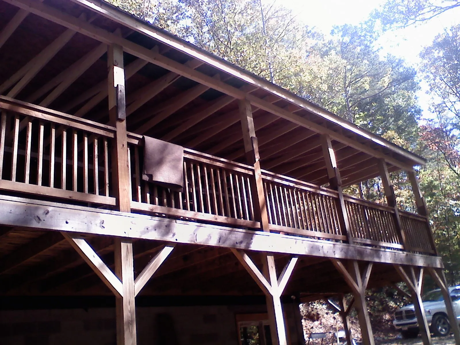 Timber framing under a new elevated porch and deck — Roof Leak Repair in Greendale by Roofing Brothers
